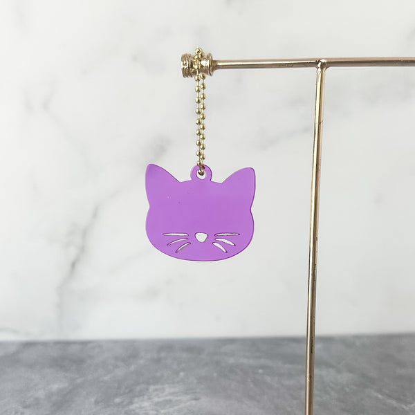 Cat Face - Purple - Hanging Charm - Sold Individually