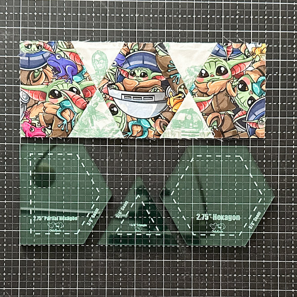 English Paper Piecing Set of 3 - "Nom Nom" Style - Light Green - Acrylic Template