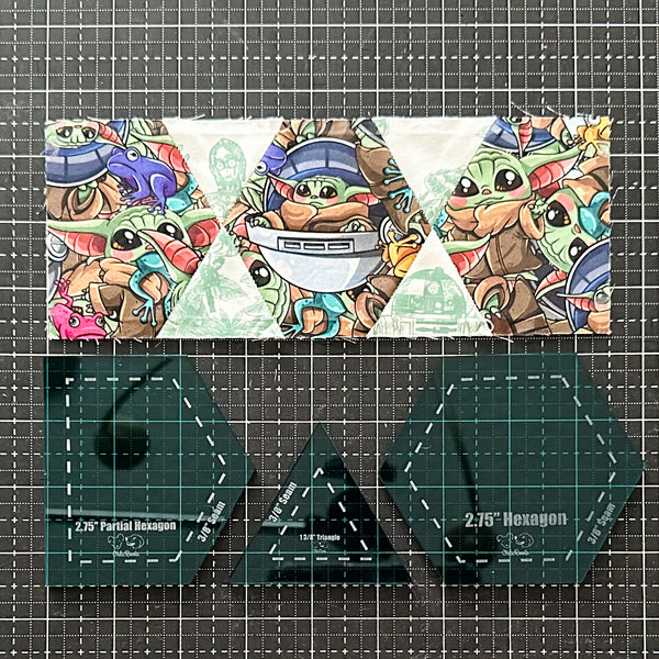 English Paper Piecing Set of 3 - "Nom Nom" Style - Teal - Acrylic Template
