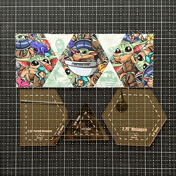 English Paper Piecing Set of 3 - "Nom Nom" Style - Gold - Acrylic Template