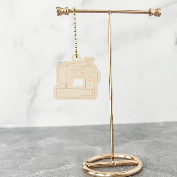 Sewing Machine - Gold/Light Orange - Hanging Charm - Sold Individually