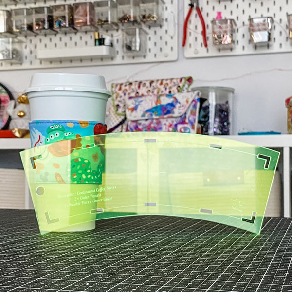 Neon Yellow Continuous Reversible Coffee Sleeve - Acrylic Template
