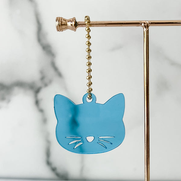 Cat Face - Blue - Hanging Charm - Sold Individually