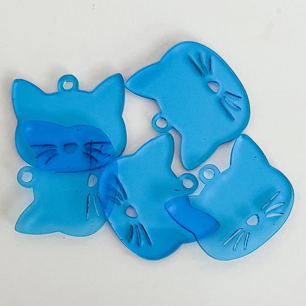 Cat Face - Blue - Hanging Charm - Sold Individually