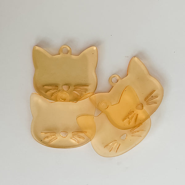 Cat Face - Gold - Hanging Charm - Sold Individually