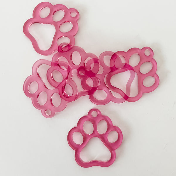 Puppy Paw - Pink - Hanging Charm - Sold Individually