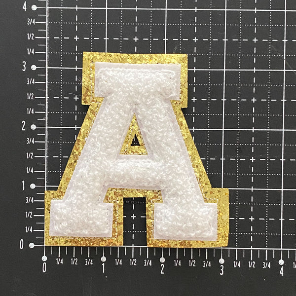 3 Pack Chenille Iron On Glitter Varsity Letter X Patches