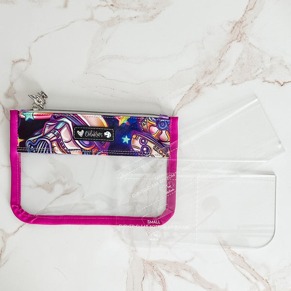 Curved Clear Bottom Zip Pouch - Clear -  Acrylic Template