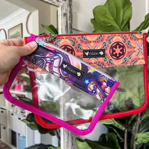 Curved Clear Bottom Zip Pouch - Pink -  Acrylic Template