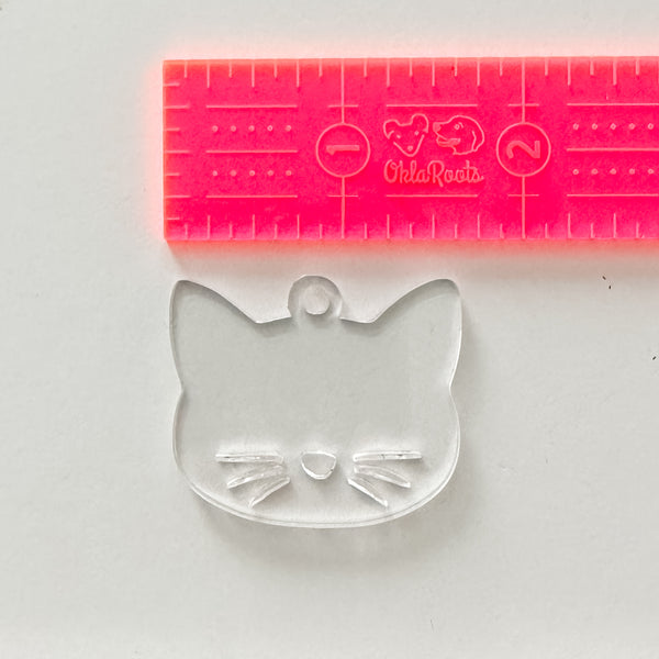 Cat Face - Clear - Hanging Charm - Sold Individually