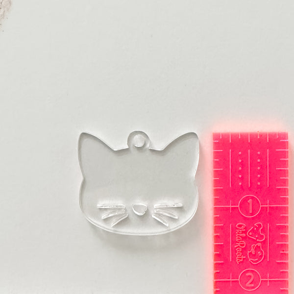 Cat Face - Clear - Hanging Charm - Sold Individually