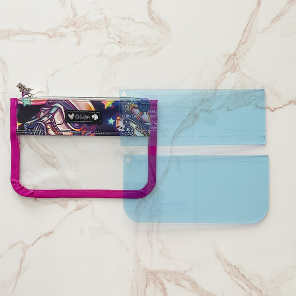 Curved Clear Bottom Zip Pouch - Ocean Blue -  Acrylic Template